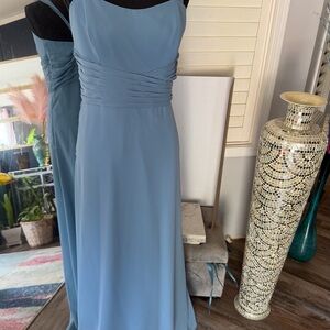 Alfred Angelo Dusty Blue Ruched Empire Waist Gown